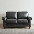 Loveseat Sofa 150x95x90 cm - Black Leather Upholstery - Classic Design