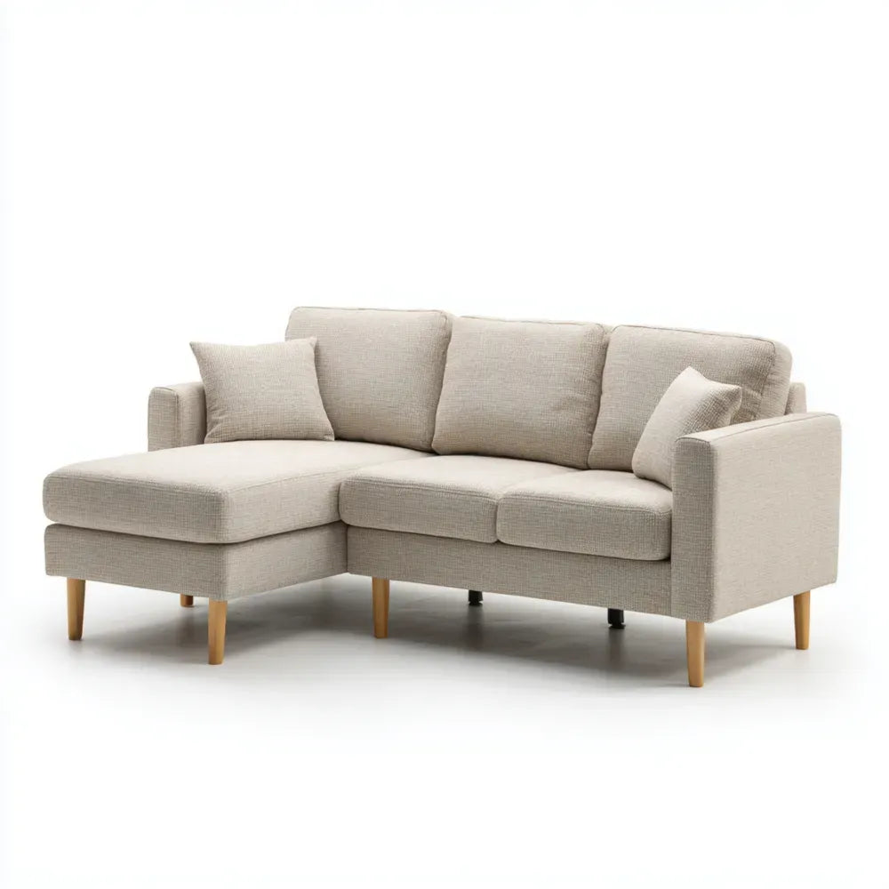 Sectional Sofa Fabric Upholstery 220x150x85 cm – Beige – Modern Design