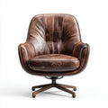 Swivel Armchair - Distressed Leather 85x80x90 cm - Vintage Style