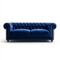 Chesterfield Sofa Velvet Upholstery 220x90x75 cm - Navy Blue - Classic Design