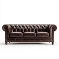 Chesterfield Sofa Set Leather Upholstery 200x85x75 cm - Dark Brown - Classic Design